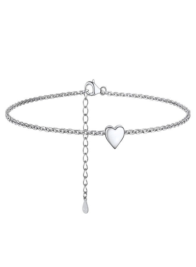 PROSILVER Womens Heart Anklet Dainty Silver Cute Anklets For Women Ankle Bracelets - Image 1